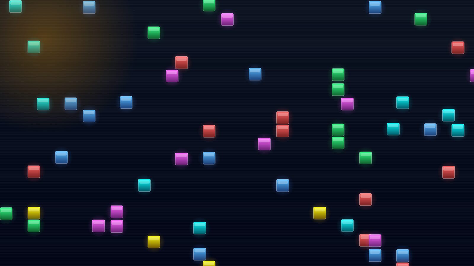 Gem-colored blocks cascading over deep navy
