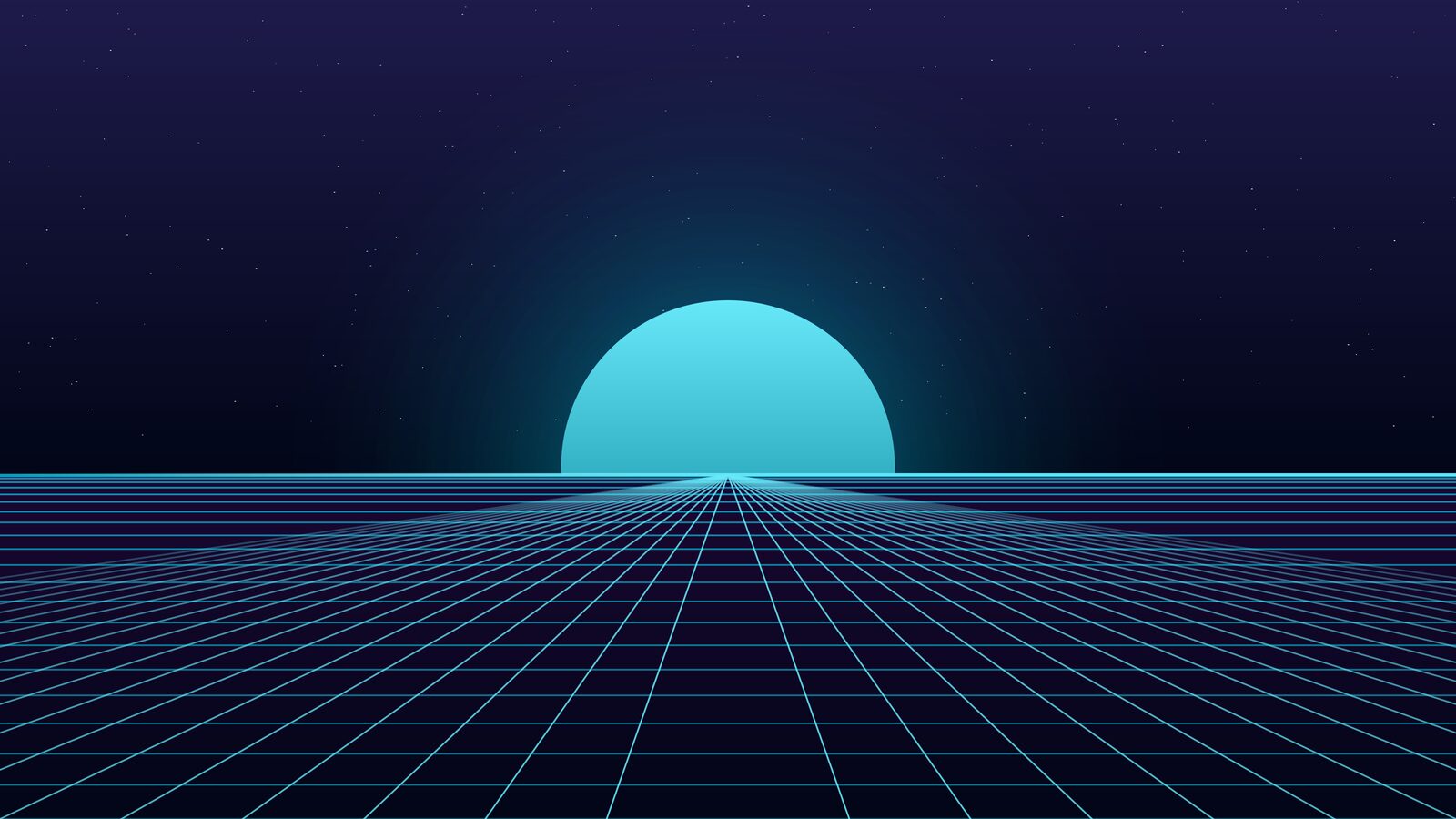 Cyan-tinted synthwave horizon